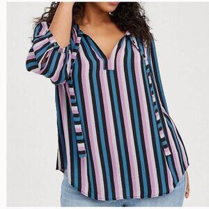 Torrid Georgette Bow Tie Stripe Blouse Top W-508 Plus Size 2X